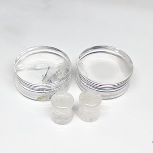 Glass Plugs Gauges - Crystal Glass Plugs - Double Flare Body Jewelry for Stretched Ears - Natural Organic (Pair)