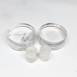 Crystal Glass Plugs: Double Flare Stretched Ear Gauges (Pair)