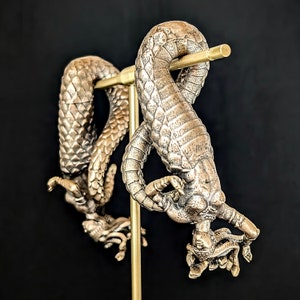 Medusa Ear Weights / Hangers In Bronze And In Sterling Silver. Handmade. 60mm long.