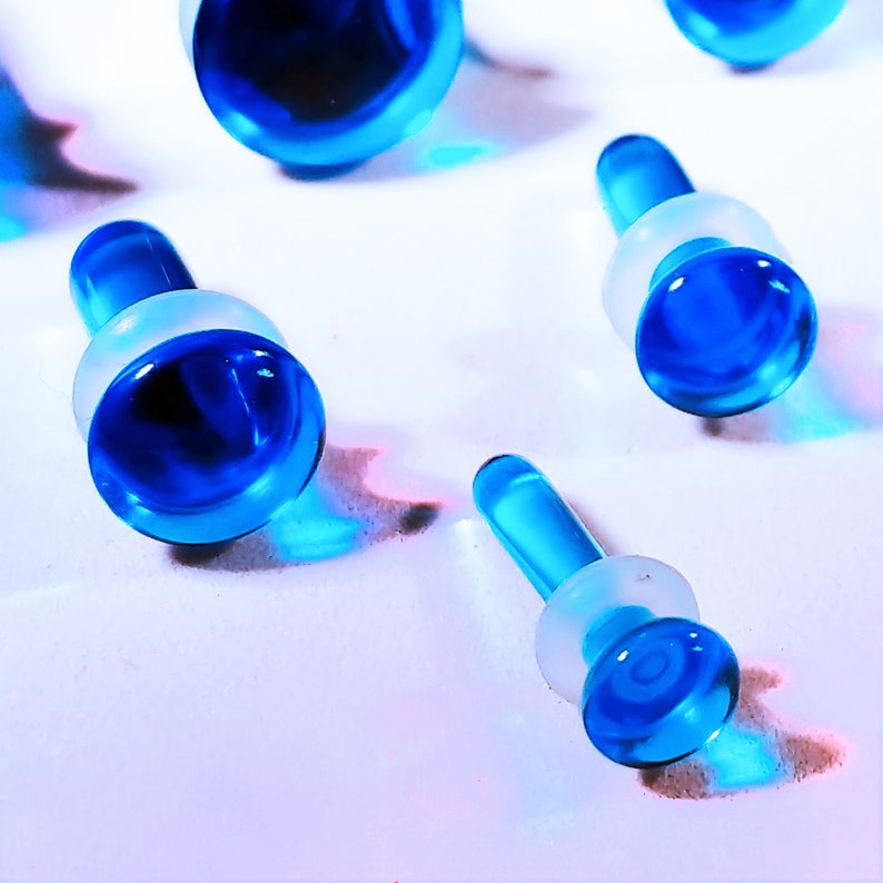 Glass Plugs Gauges Ocean Blue Glass Plugs Single Flare Etsy