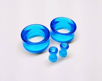 Ozean Blau Glas Tunnel Plugs: Double Flare Gauges (Paar)