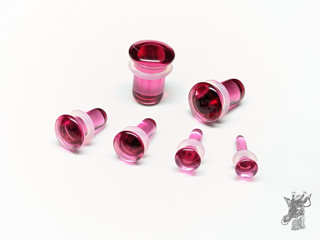 Glass Plugs Gauges Pink Glass Plugs Single Flare Body Jewelry For Stretched Ears Natural Organic