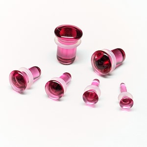 Glass Plugs Gauges - Pink Glass Plugs - Single Flare Body Jewelry for Stretched Ears - Natural Organic (Pair)