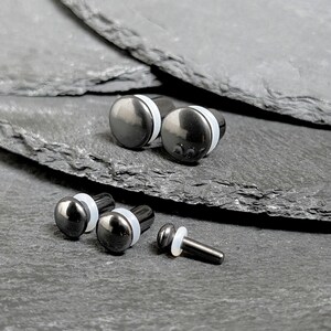 Hematite Stone Plugs: Single Flare Stretched Ear Gauges