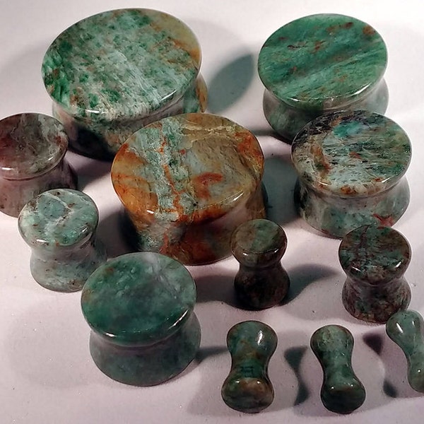 Dilatadores de piedra de sangre australiana: joyería para orejas alargadas de doble acampanado