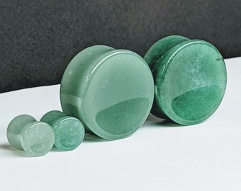 Jade Stone Plugs: Concave Double Flare Gauges (Pair)