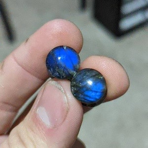 Pair of Blue 00g (10mm) Labradorite Stone Plugs AAA Grade