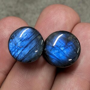 ブルー 1/2インチ (12 mm) ラブラドライト ストーンプラグ AAAグレード ペア