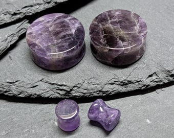 Expansores de piedra amatista: Calibres de doble ensanchamiento (par)
