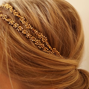 Headband / headband / headband - golden daisy crown on two rows "Golden Door" Ligne8