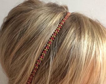 Fascia per capelli/fascia per capelli/fascia per capelli/gioielli per capelli/accessorio per capelli/accessorio per capelli alla moda oro e corallo rosso bordeaux/facile da usare