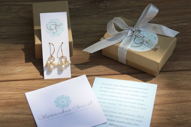 14K gold filled earrings Bridemaids earrings Pearl earrings Handmade earrings Mother/'s day Small Freshwater pearls drop earrings