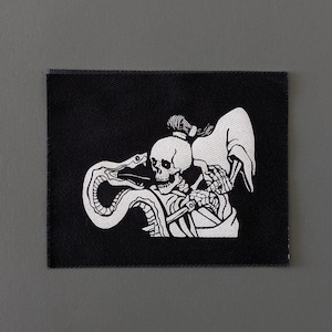 Parche de esqueleto samurái y serpiente: accesorio punk para kimono de BJJ