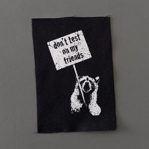 Raccoon Punk Patch: Animal Rights Sew-On Fabric Print