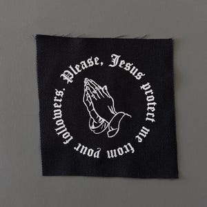 Patch de veste de prière | Applique en tissu sérigraphié, accessoire punk