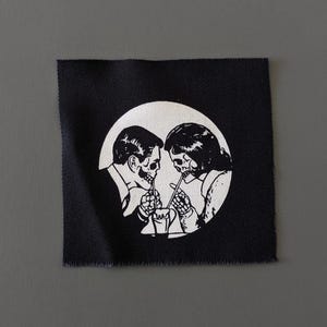 Lovers-patch: vintage retro stoffen opgenaaide appliqué
