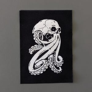 Octopus Patch Sew on  • Punk Patches for hat, jacket, bag & more • DIY screen print fabric art • Gift for clothing