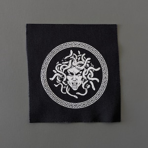 Medusa Sew on patch - Screen Printed fabric, DIY craft & clothing customization, Cloth patch medusa art print