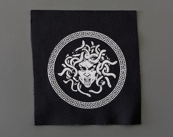 Aplique para costurar da Medusa: Serigrafia da mitologia grega