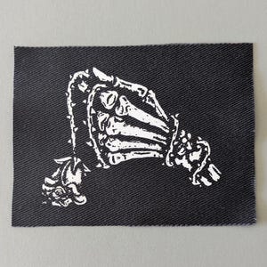 Rose Sew on Patch for Clothes | DIY applique for Clothing customization | Screen Printed Goth patch | Black Fabric Art Illustration