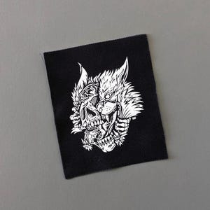 Wolf Sew on Patch - Horror Punk, Patch for Jackets, Vest, Hats, Screen Printed