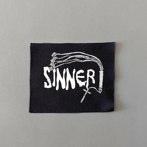 Sinner Sew-On Punk Patch: Screen Printed Resist Patch