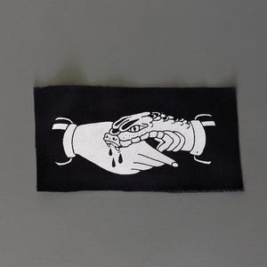 Snake Bites Patch Sew on | American Traditional silkscreen art | Patch for clothes
