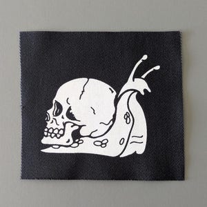 Slow Death sew on patch • Snail patch for hat, jacket, jean & more • DIY Punk patches for clothes • Screen printed patch by PUNKDEAD