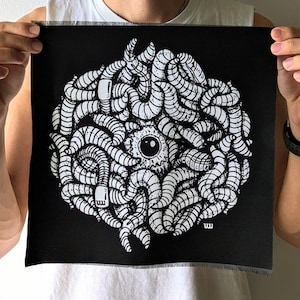 Earthworms Back Patch | Large Sew on Patch Jacket | Horror Punk Screen Print Art