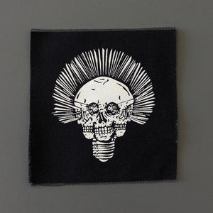 Creepy Light Bulb Skull Patch, Punk Gothic DIY Accessory
