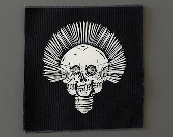 Griezelige schedelpatch gloeilamp, punkgotisch doe-het-zelfaccessoire