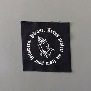 Patch de veste de prière | Applique en tissu sérigraphié, accessoire punk