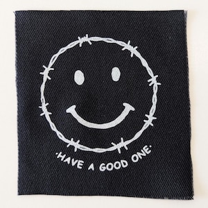 Happy Face barbed wire patch, Goth, Punk, Patches, Patch, Sew on Patch, Punk Accessories, Punk Patches