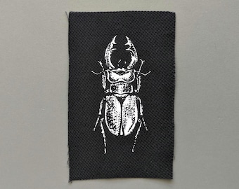 Stag Beetle - Sew on patch | Top view insect silkscreen art | Bug patch for clothes by PUNKNDEAD