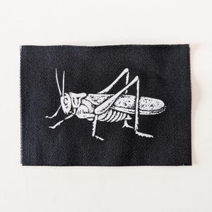 Grasshopper Insect Sew on Patch • Bug patch for bags, jeans & clothing • Unique gift for bug lovers • DIY screen print fabric by PUNKNDEAD