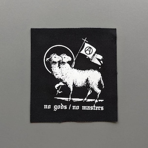 Inga gudar, inga mästare-lapp, sy-på Crust Punk, gör-det-själv-anarkiplåster för jackor, hattar, jeans