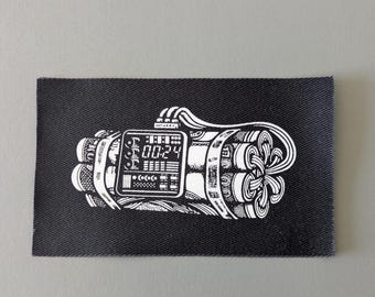 Screen Printed Patch – Dynamite Bomb Design, Crust Punk Jacket Art