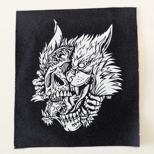 Demons skull wolf patch, Punk, Patches, Sew on Patch, Punk Accessories, Punk Patches, goth, horror sweater, horror anime