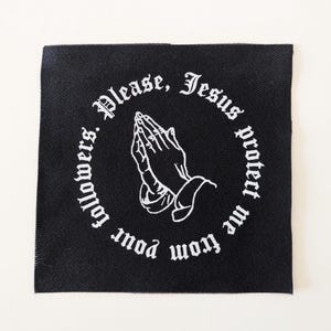 Prayer Jacket patch sew on | Patches for DIY Craft & Clothes customization | Screen Printed fabric art applique | Punk accessories