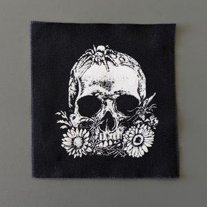 Nature Skull Patch - Sew on Patch for Custom Jacket, Screen Print Piece