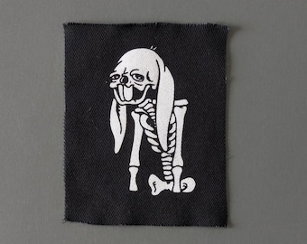 Creepy Bunny Cartoon Patch, Vintage Punk Style Sew-On