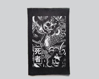 Dead Samurai, Traditional Art, Japanese Style, Punk, Patches, Patch, Sew on Patch, Punk Accessories, Punk Patches, horror anime patch