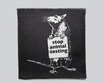 Ratte Tierschützer, Demonstration, Punk, Patches, Patch, Aufnäher, Punk Zubehör, Punk Patches, Gothic Jacke, Punk Weste, Horror Rucksack