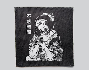 Geisha, Japanese Fashion, Punk, Patches, Patch, Sew on Patch, Punk Accessories, Punk Patches, punk vest, gothic skirt, horror anime patch