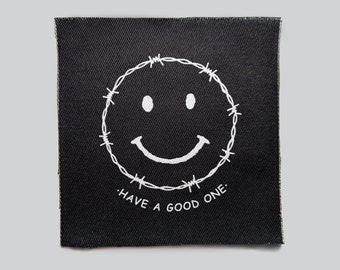 Happy Face, Emote Fabric, Goth, Punk, Patches, Patch, Sew on Patch, Punk Accessories, Punk Patches, horror anime patch, kawaii plush