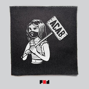 ACAB Patch, AKTISCH Punk Patch, Crust Patch für Jacke, Jeans & Kampfweste, DIY Crust Patch