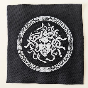 Medusa Sew-On Patch: Greek Mythology Punk Screen Print