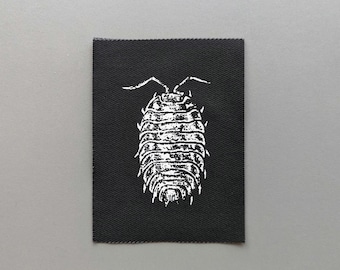 Parches de cochinillas - Parches para coser en chaquetas y más • Parche espeluznante serigrafiado • Arte textil de cochinillas / Parches de insectos DIY