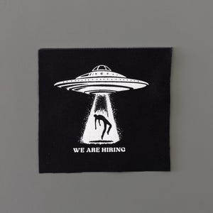 Ufo Alien Patch Spaceship | Cloth Patches for jackets, hats, bags & more | Sew on fabric art | Screen printed art