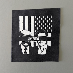 Toppa Elon e Trump, Toppa Greed Punk, Toppa punk da cucire, Toppa Eat the Rich